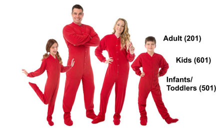 Matching Red Fleece Onesie Footed Pajamas Sets