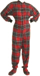 Men's Flannel Footed Pajamas in Red and Black (101)