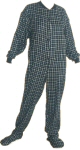 Men's Flannel Footed Pajamas in White and Black (102)