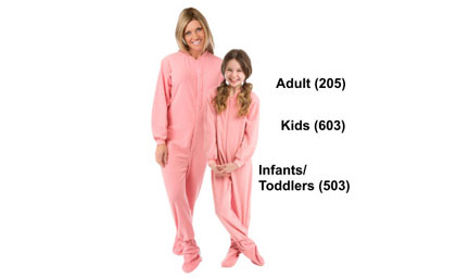 Matching Pink Fleece Footed Pajamas Sets