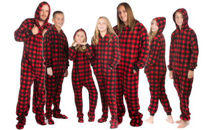 Matching Buffalo Hoodie Onesie Pajamas Sets