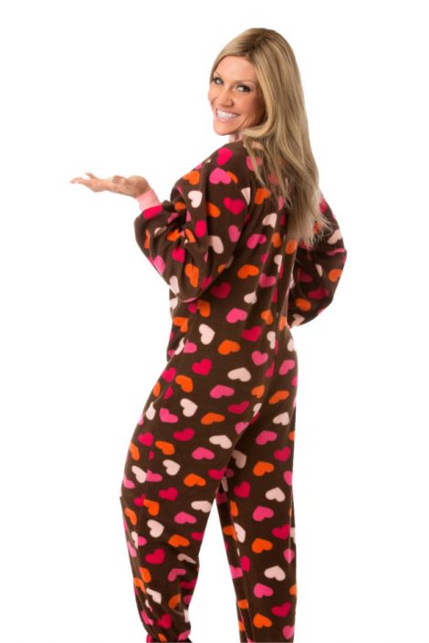 Chocolate and Hearts Fleece Onesie Pajama for Women, Footless: Big Feet  Onesies & Footed Pajamas