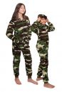 Kids Army Camo Print Onesie Hooded Jumpsuit All in One Boys Girls Fleece 3-16 Years