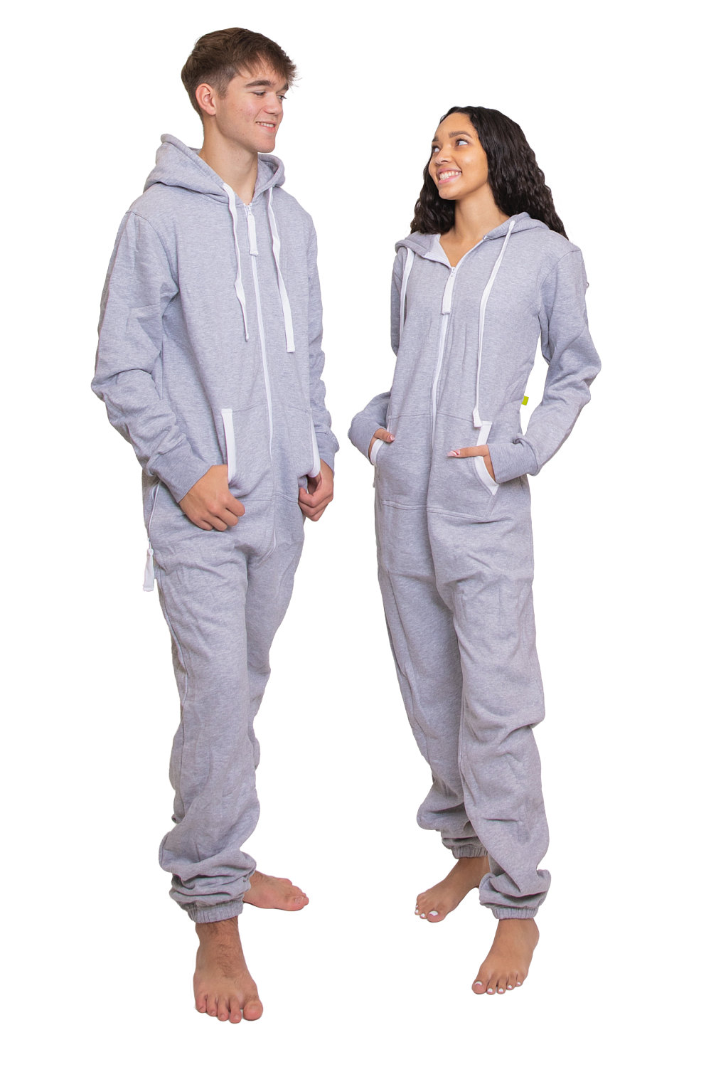 Gray Hoodie Jumpsuit Unisex Sizes XS - 2XL for Men & Women: Big Feet  Onesies & Footed Pajamas