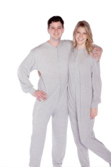 kkeineiyi Mens One Piece Pajamas Adults with Butt Flap Soft Long Sleeve Sleepwear Jumpsuit Pjs for Men