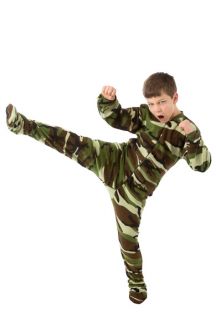 Kids Green Camouflage Fleece Footed Onesie Pajamas
