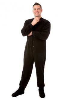 Black Micro-Polar Fleece Adult Footed Onesie Pajamas for Men & Women